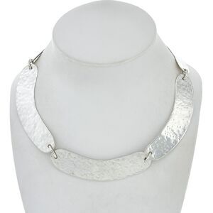 Vintage Sterling Silver 925 51.4 Grams Hammered Statement Necklace 16"